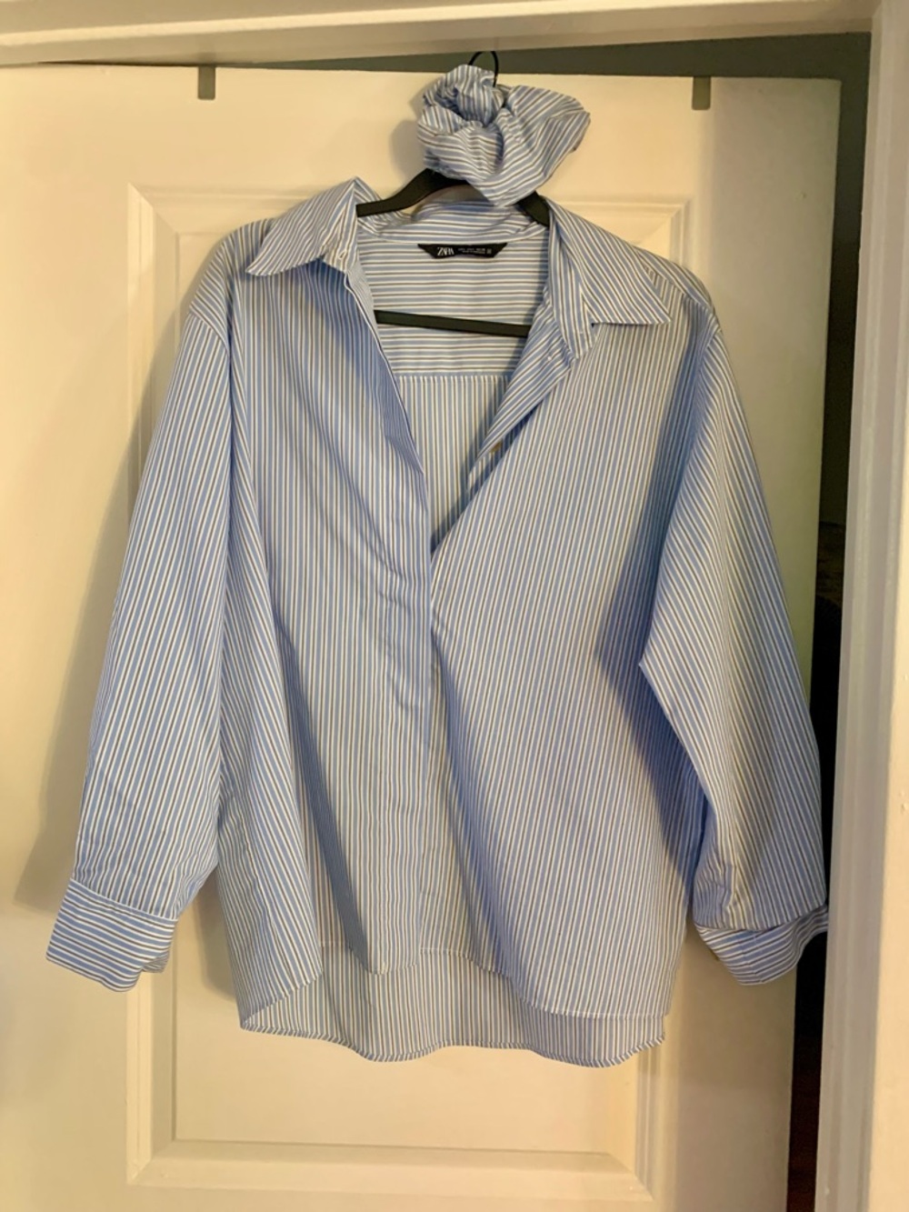 Zara Light Blue & White Pinstripe Button-Down Shirt